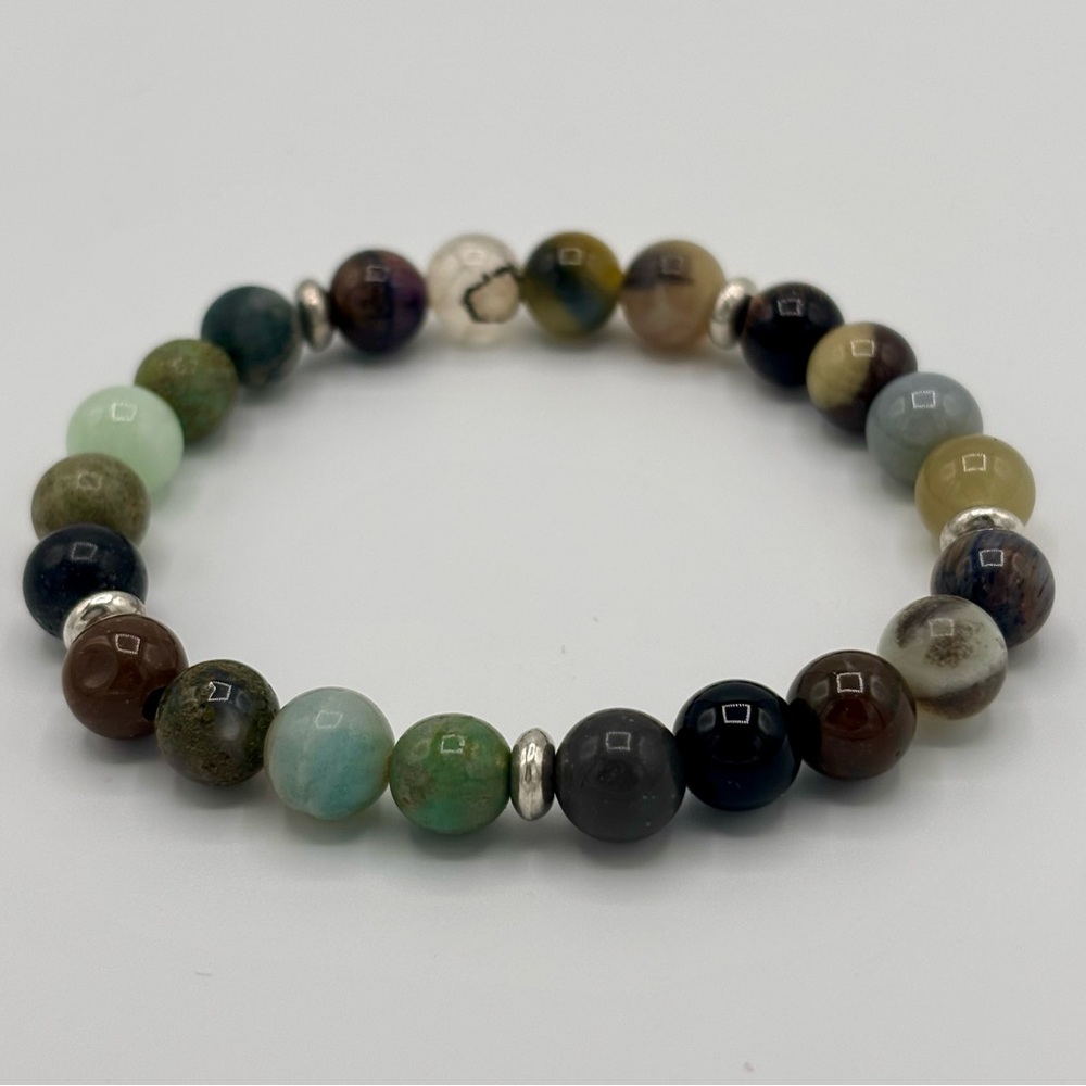 Earthy Green and Brown Natural Stone Bracelet
